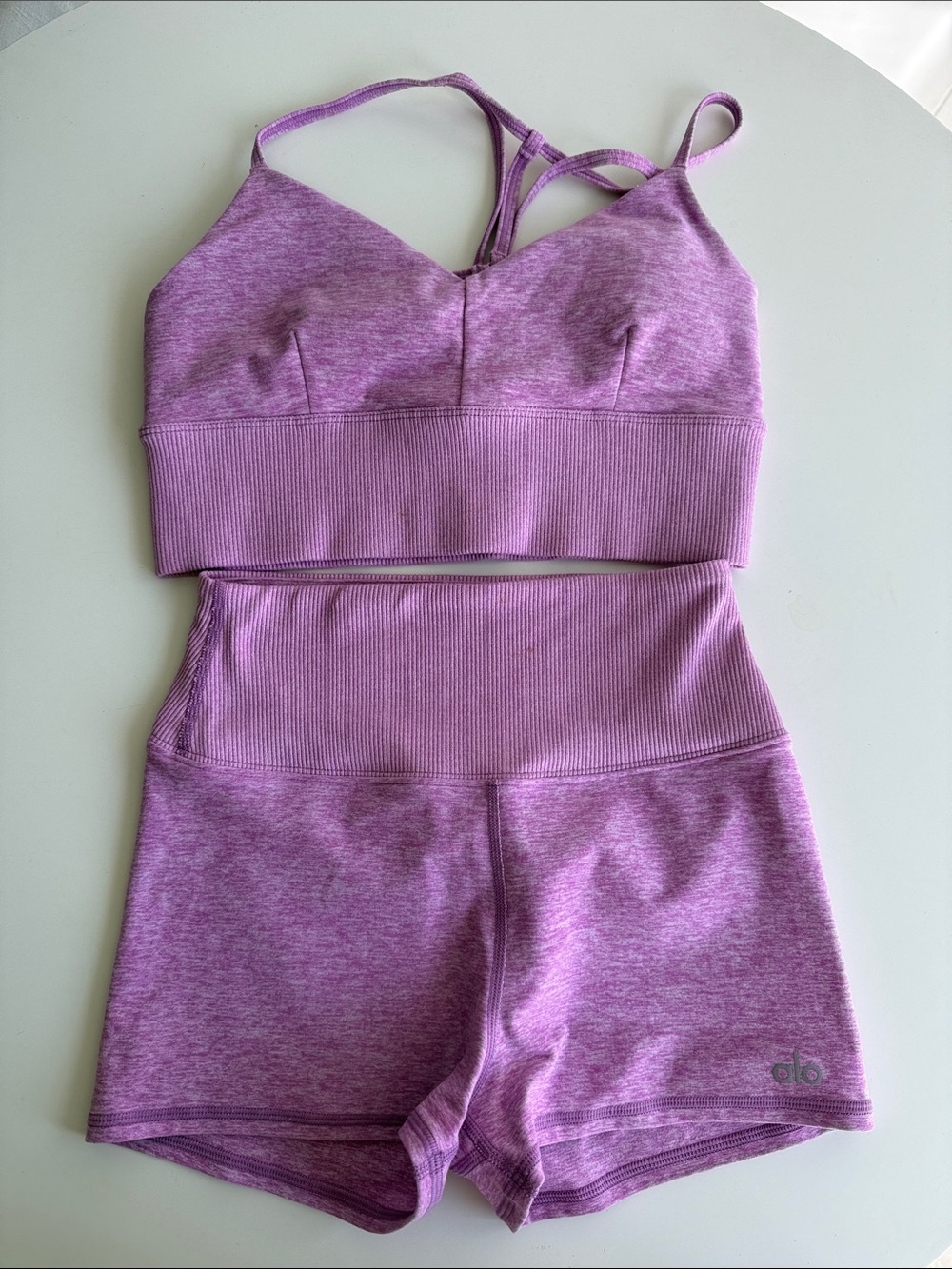 Purple Seamless Sports Bra & High-Waist Shorts Set